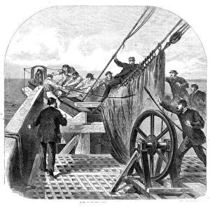 The breaking of the Atlantic Telegraph Cable on board the Great Eastern, 1865. Creator: Unknown