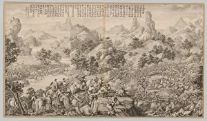 Qing Dynasty Prints: Breaking Through the Siege at Hesui: from Battle Scenes of the Quelling of Rebellions