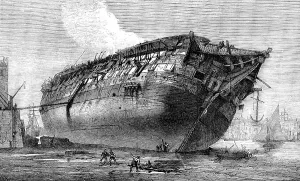 Recycling Prints: Breaking-up H.M.S. Queen at Rotherhithe, 1871. Creator: Unknown