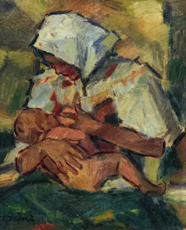 Caring Prints: Breast-Feeding, around 1938. Creator: Gustav Mally