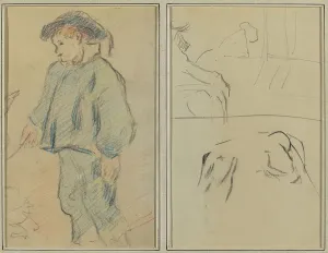 Breton Prints: Breton Boy Tending Geese; Cows and a Figure Leaning on a Ledge [verso]