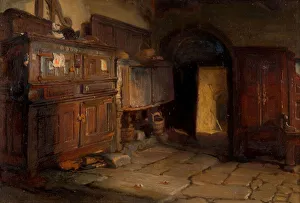 A Breton Cottage Interior, 1887. Creator: Jonathon Pratt