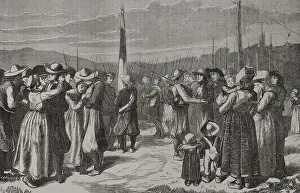 The Breton Mobile Guard bidding farewell to their families, 1871. Creator: Enrique Laporta Valor
