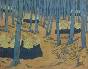 Tempera On Canvas Collection: Breton Women, the Meeting in the Sacred Wood. (Bretonnes, reunion dans le bois sacre)