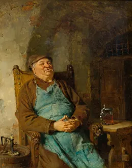 Tobacco Products Prints: Brew master smoking a cigar, 1882