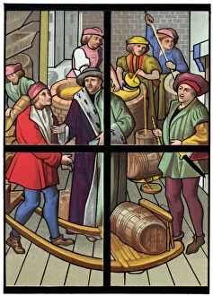 Brewer Collection: A brewery, 15th century (1849).Artist: Franz Kellerhoven