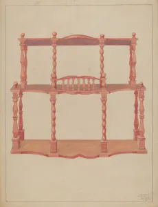 Bric A Brac Prints: Brick-a-brack Shelf, c. 1936. Creator: Julie C Brush