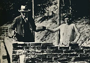 Construction Prints: Bricklayer and Artisan, 1928, (1945). Creator: Unknown