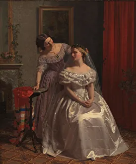 Adorned Prints: The bride is adorned by her friend, 1859. Creator: Henrik Olrik