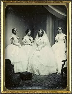 Albert Sands Southworth Collection: A Bride and Her Bridesmaids, 1851 or later. Creator: Josiah Johnson Hawes (American