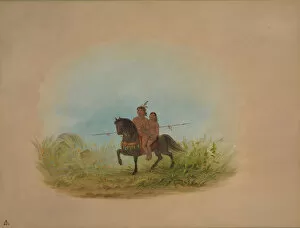 Bridegroom Gallery: Bride and Groom on Horseback - Connibo, 1854 / 1869. Creator: George Catlin