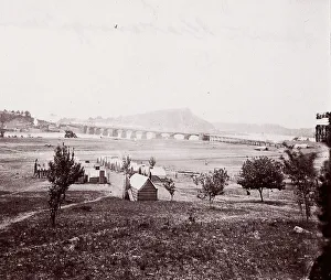 George Norman Prints: Bridge Builders Camp opposite Chattanooga, ca. 1864. Creator: George N. Barnard