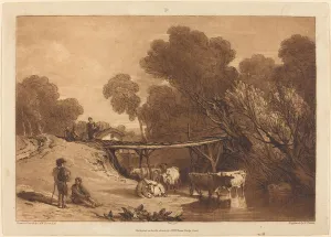 Etching And Mezzotint Prints: Bridge and Cows, published 1807. Creator: JMW Turner