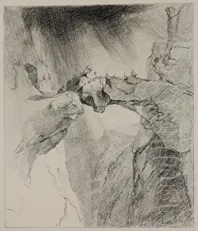 Stormcloud Prints: The Bridge of Fear, 1827. Creator: Thomas Cole