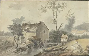 Louis Gabriel Moreau Prints: Mill with Bridge and Figures. Creator: Louis Gabriel Moreau
