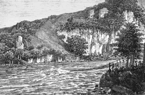 Bates Hw Prints: Bridge in Ghurwal; Black Bear Shooting in the Himalayas, 1875. Creator: Unknown