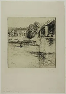 Plate Tone Prints: The Bridge at Gournay, from the Side, 1895. Creator: Gustave Leheutre