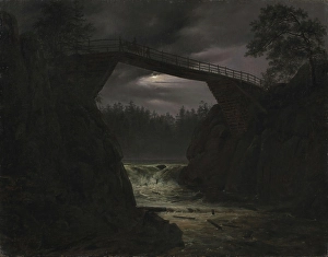 Logging Prints: The Bridge of Hauge outside Arendal, 1829. Creator: Thomas Fearnley
