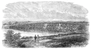 Wooden Bridge Prints: Bridge at North Fremantle, Western Australia, 1868. Creator: Unknown