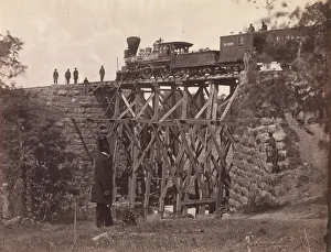 Andrew J Russell Prints: Bridge on Orange and Alexandria Rail Road, as Repaired by Army Engineers under Colonel