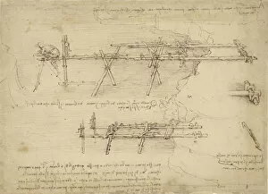 Brown Indian Ink On Paper Gallery: The Bridge ( Ponte salvatico ). Creator: Leonardo da Vinci (1452-1519)