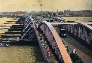 Bourne Shepherd Gallery: Bridge over the River Hooghly, Calcutta, India, c1880-1890