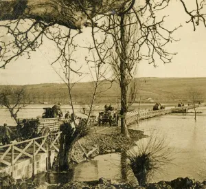 River Maas Prints: Bridge over the River Meuse at Dugny, northern France, c1914-c1918