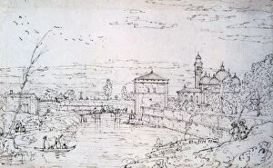Images Dated 26th September 2006: Bridge over the River and Santa Giustina, c1740-1780. Artist: Bernardo Bellotto