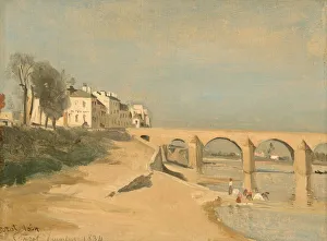 Jean Baptiste Camille Prints: Bridge on the Saone River at Macon, 1834. Creator: Jean-Baptiste-Camille Corot