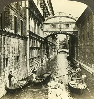 Gondolas Prints: Bridge of Sighs. - between a palace and a prison, (North), Venice, Italy, c1909