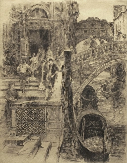 Gondolas Prints: Bridge of Sighs, Venice (Plate 1), 1883. Creator: Frank Duveneck