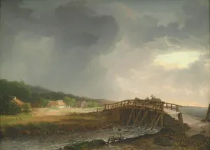 Zealand Netherlands Europe Prints: The Bridge across Tryggevælde River with a View of Koge