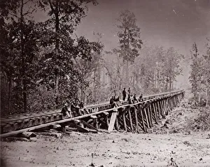 Andrew J Prints: Bridge. U. S. Military Railroad at City Point, 1861-65. Creator: Andrew Joseph Russell