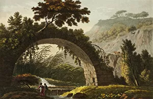 Aquatinthand Coloured Aquatint On Paper Gallery: Bridge of Varus, plate twenty-eight from Ruins of Rome, published February 20, 1798