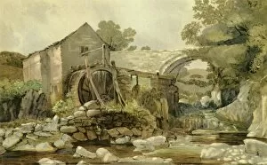 Andrew Collection: Mill Bridge and Waterfall, early-mid 19th century, (1947). Creator: Andrew Hunt