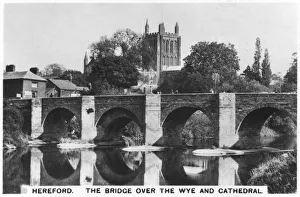 The bridge over the Wye and cathedral, Hereford, 1936