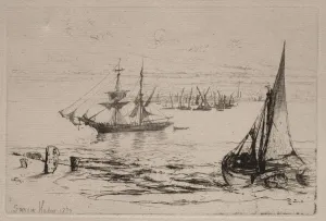 A Brig at Anchor, 1879. Creator: Francis Seymour Haden (British, 1818-1910)