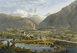 Brig on the Rhone, Bernese Alps, Switzerland, 1819. Creator: Swiss School (19th Century)