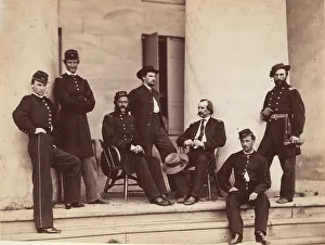 Brigadier General Gustavus A. DeRussy and Staff on Steps of Arlington House, Arlington