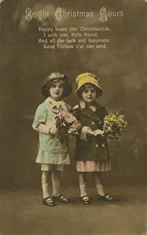 Images Dated 22nd May 2013: Bright Christmas Hours vintage Christmas card, c1900