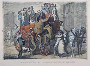 Brighton Coach leaving th Belle Sauvage Inn, London, c1840