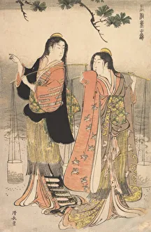 Maidens Prints: The Brine Maidens of Suma (Shiokumi, Suma), 1783. Creator: Torii Kiyonaga