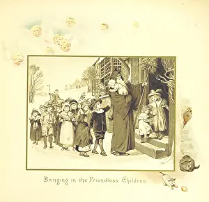 Santa Claus Prints: Bringing in the Friendless Children, 1894. Creator: Eliza F. Manning