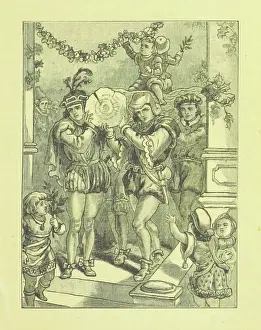 Common Holly Prints: Bringing in the Yule Log, 1885. Creator: Henry G. Wells