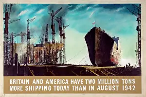 Ship Building Prints: Britain and America have two million tons more shipping