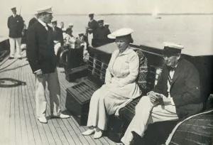 Mary Of Teck Prints: On the Britannia with King George and Sir Charles Cust, c1920, (1951). Creator: Unknown