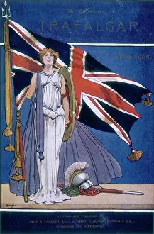 Centenary Prints: Britannia standing in front of the Union Jack, 1905. Creator: Unknown