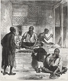 Popular Gallery: British-Afghan war, Afghan scenes, grocery shop in a Kabul market, engraving from 1878