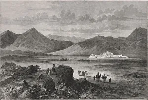 British-Afghan war, entrance to the Khyber Pass and view of the Jamrood fort that defends it