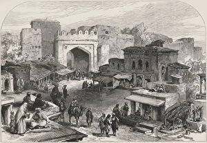 Images Dated 14th April 2011: British-Afghan war, scenes in the city of Kabul. Afghanistan entrance gate and market bazaars